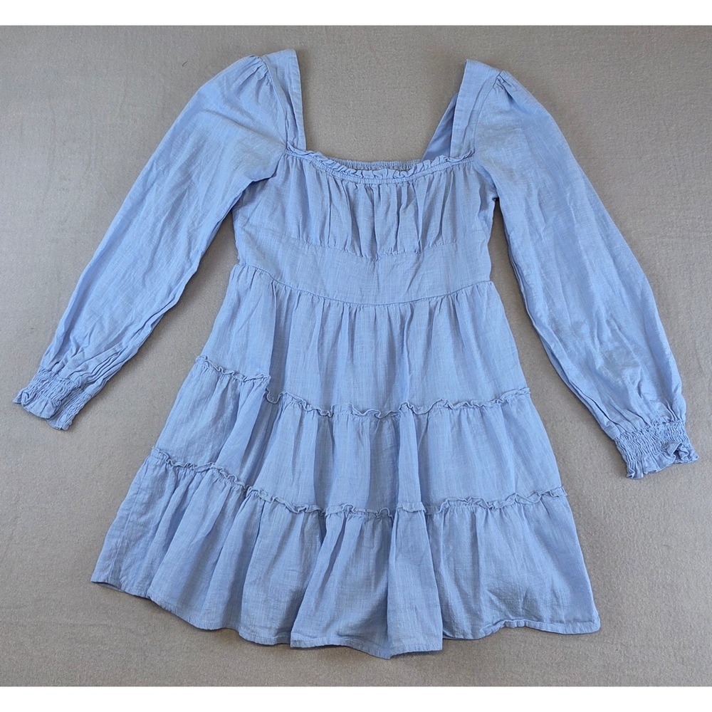 Altar'd State Smocked Tiered Mini Dress Puffed Sleeve Cottagecore Babydoll Large